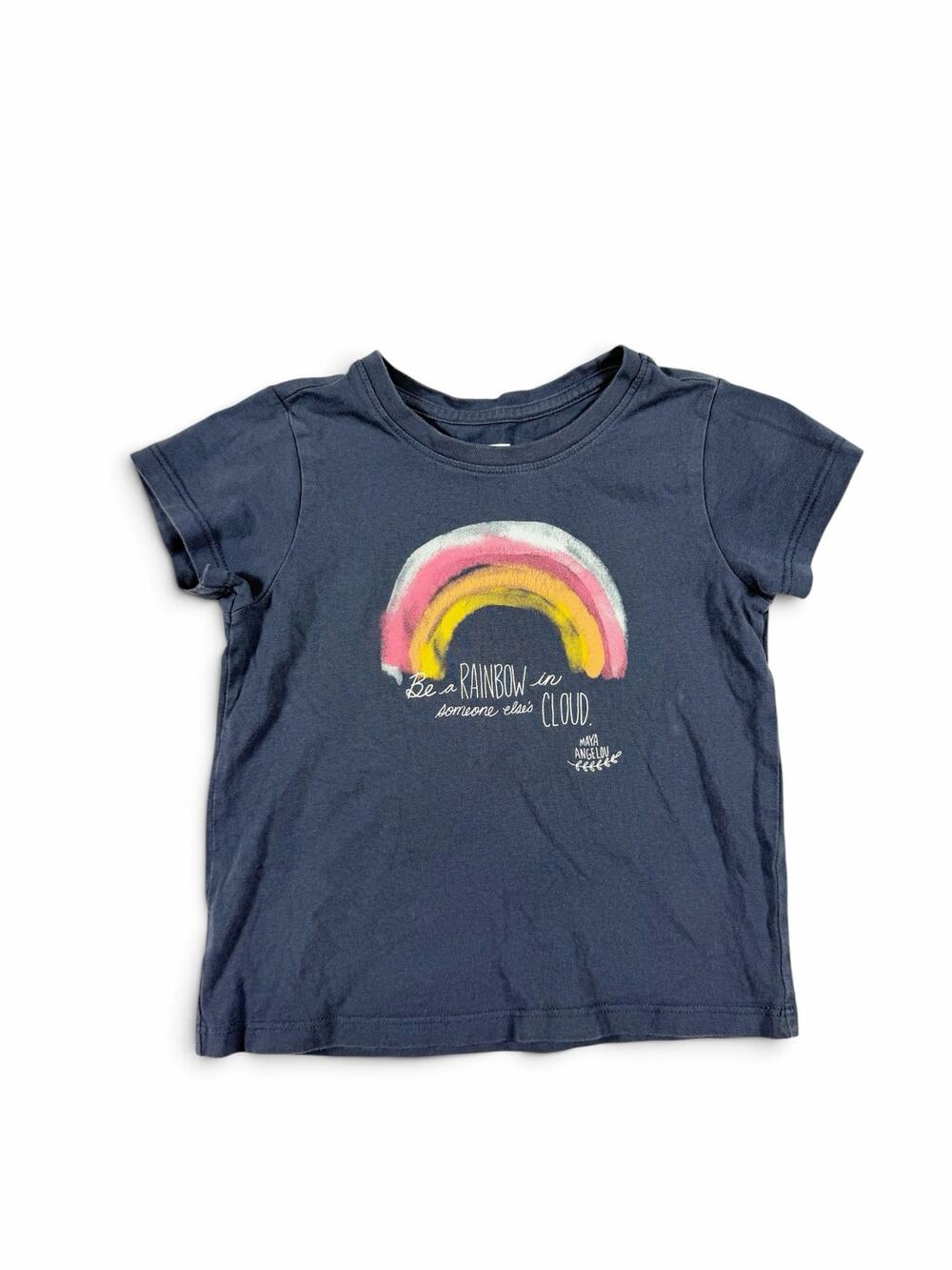 Tea Collection Maya Angelou Rainbow Graphic Tee Navy Girls Size 4